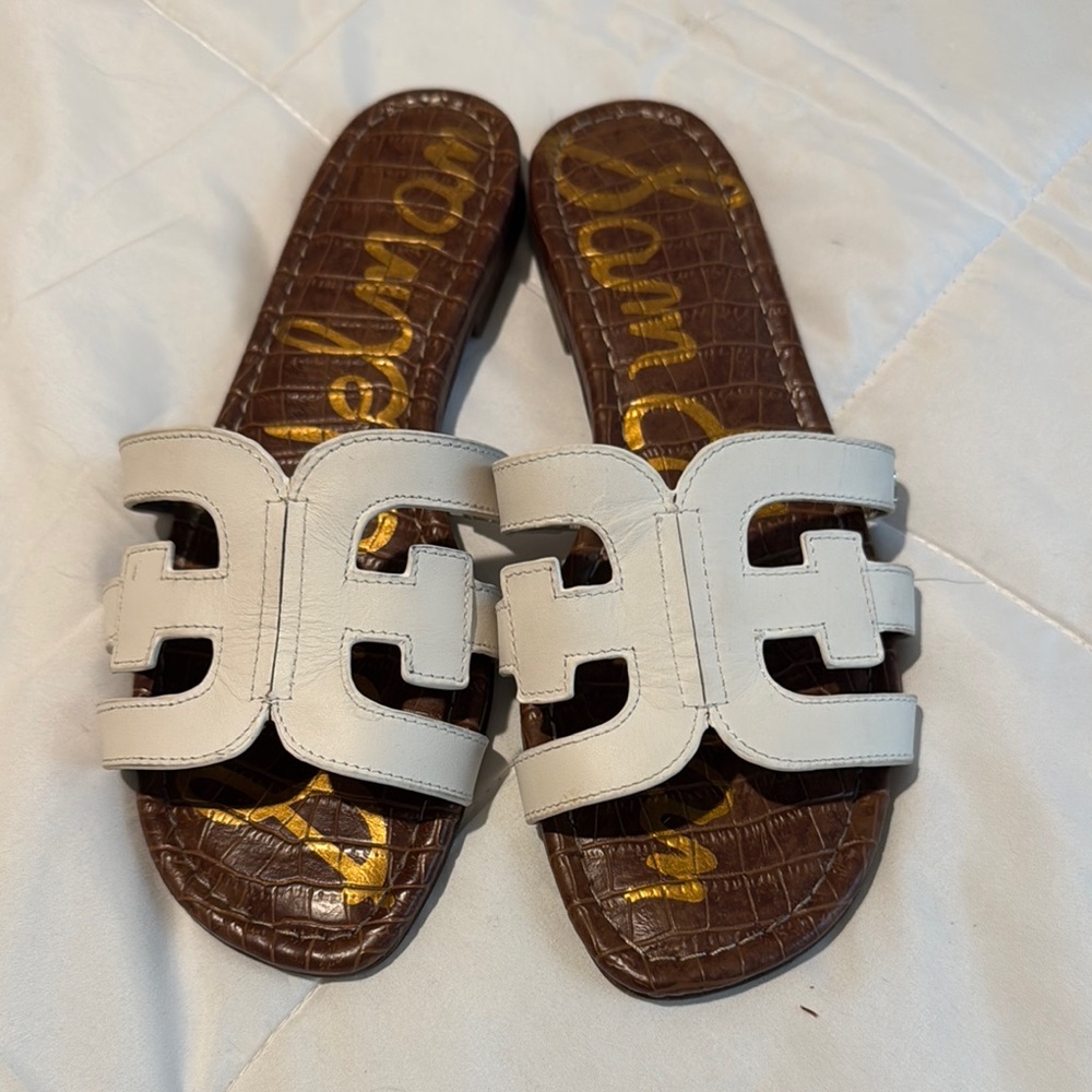 Sam Edelman White Slide Sandals